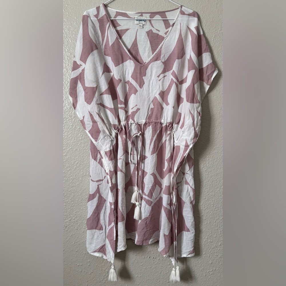 W Sz M/L The Islander Cover-Up Dress Mauve/Wht. Vacay Resort Beach Swim